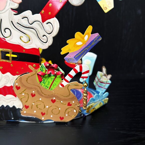 Santa's Christmas Fanciful Flights Metal Karen Rossi Silvestry Stand Card Holder - Picture 6 of 16